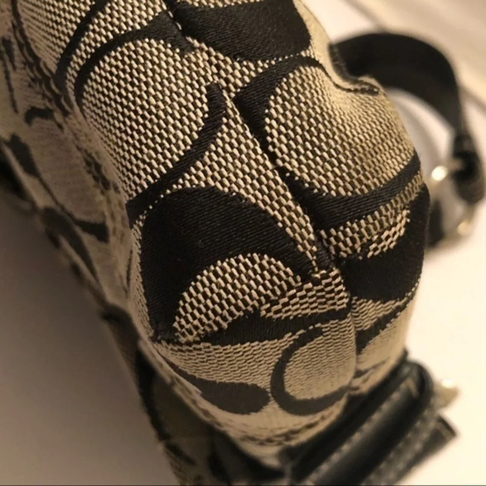 Coach black gray signature soho baguette bag